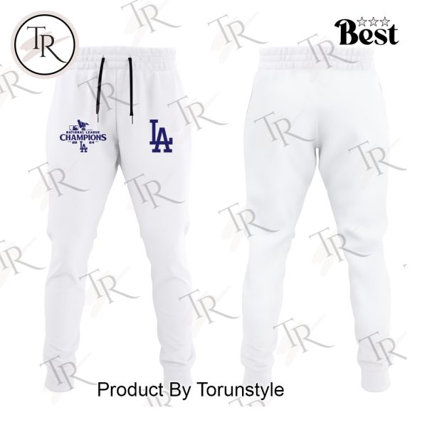 Los Angeles Dodgers 2024 National League Champions, World Series Hoodie, Longpants, Cap – White