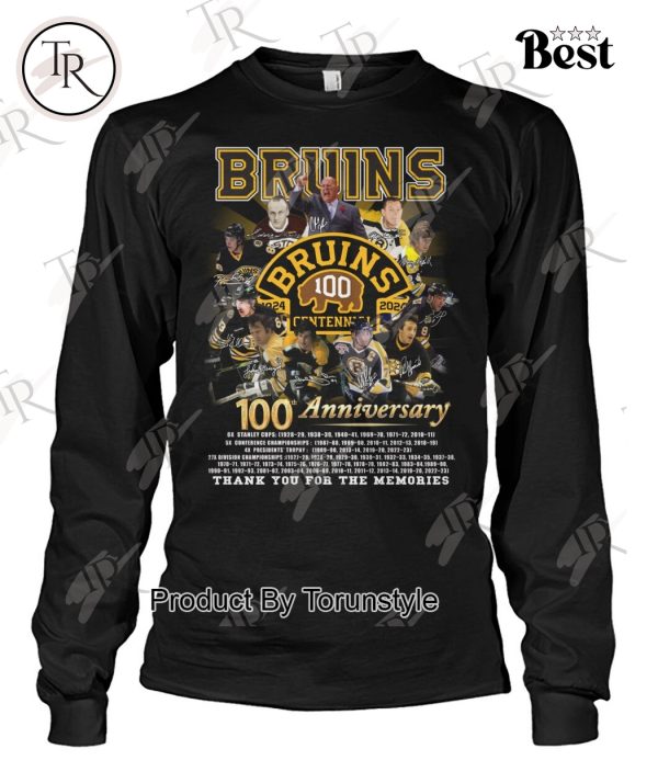 Boston Bruins 100th Anniversary 1924-2024 Thank You For The Memories T-Shirt