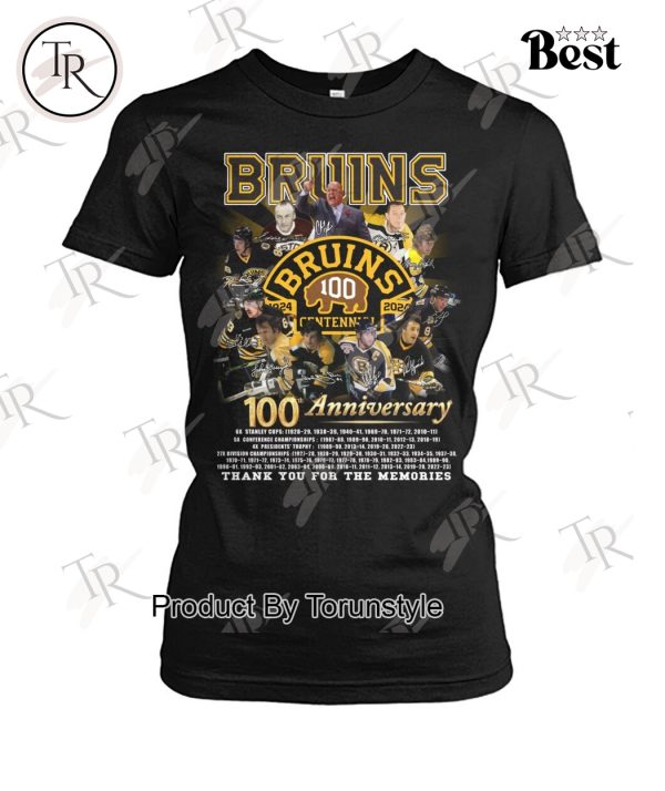 Boston Bruins 100th Anniversary 1924-2024 Thank You For The Memories T-Shirt