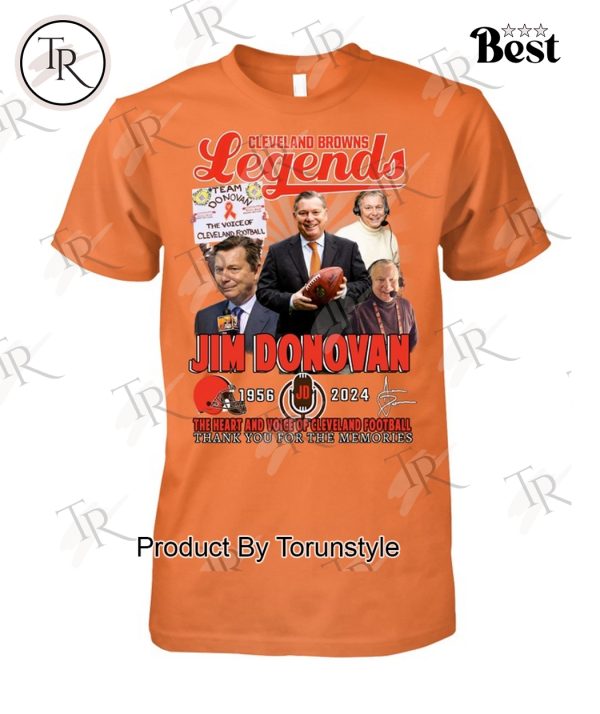 Cleveland Browns Legends Jim Donovan 1956-2024 Thank You For The Memories T-Shirt