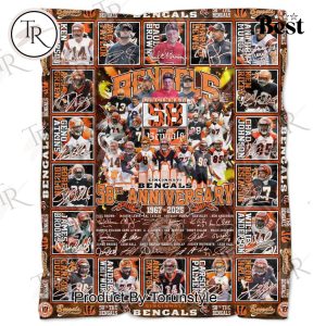 Cincinnati Bengals 58th Anniversary 1967-2025 Fleece Blanket