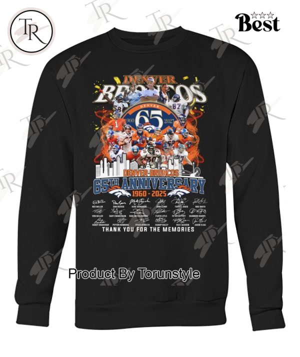 Denver Broncos 65th Anniversary 1960 – 2025 Thank You For The Memories T-Shirt