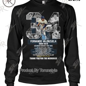 Fernando Valenzuela 1960-2024 Baseball Hall Of Fame Thank You For The Memories T-Shirt