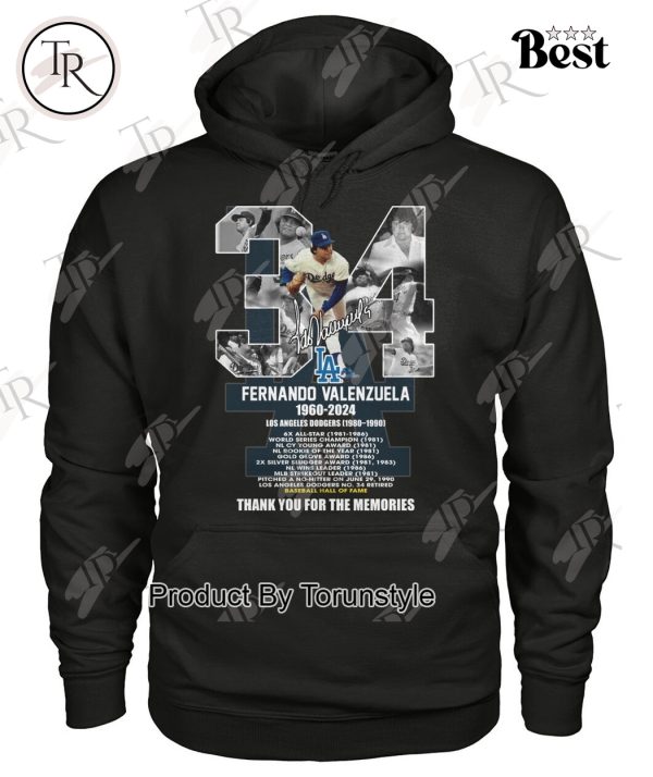 Fernando Valenzuela 1960-2024 Baseball Hall Of Fame Thank You For The Memories T-Shirt