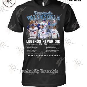 Fernando Valenzuela 1960-2024 Baseball Hall Of Fame Thank You For The Memories T-Shirt