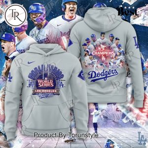 Los Angeles Dodgers 2024 National League Champions, World Series Hoodie, Longpants, Cap – Grey