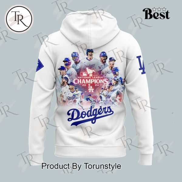 Los Angeles Dodgers 2024 National League Champions, World Series Hoodie, Longpants, Cap – White