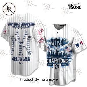 2024 New York Yankees 41 Time ALCS Champions Baseball Jersey – White