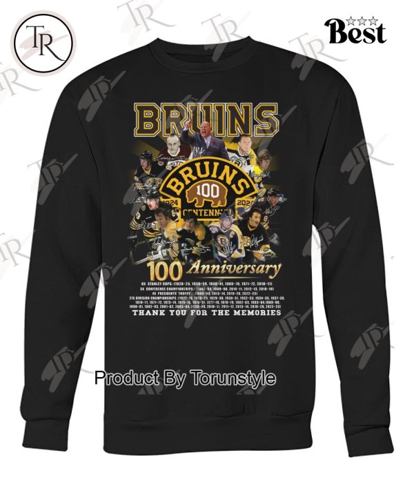 Boston Bruins 100th Anniversary 1924-2024 Thank You For The Memories T-Shirt