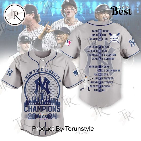 New York Yankees American League Champions 2024 Baseball Jersey – Grey