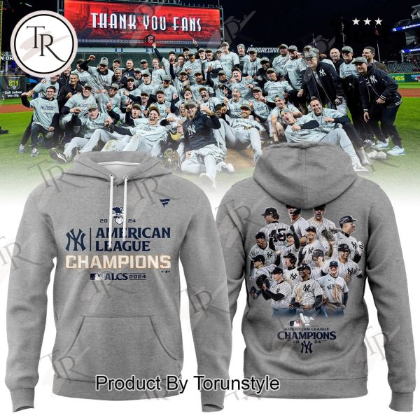 New York Yankees 2024 American League Champions Fanatics Heather Gray Hoodie