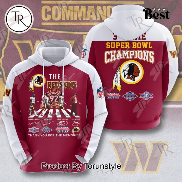 The Redskins 3 – Time Super Bowl Champions Thank You For The Memories Washington Commanders 3D Unisex Hoodie