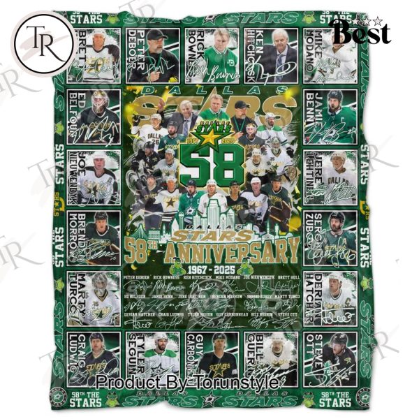 Dallas Stars 58th Anniversary 1967-2025 Fleece Blanket