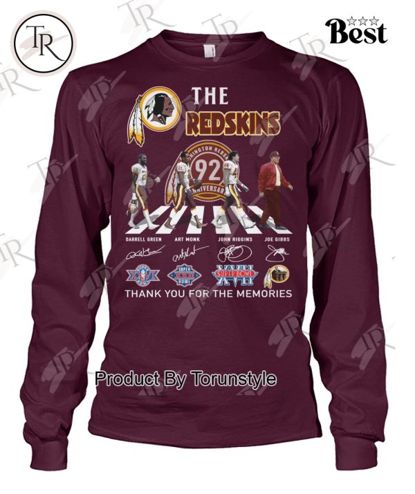 Washington Redskins 92nd Anniversary Thank You For The Memories T-Shirt