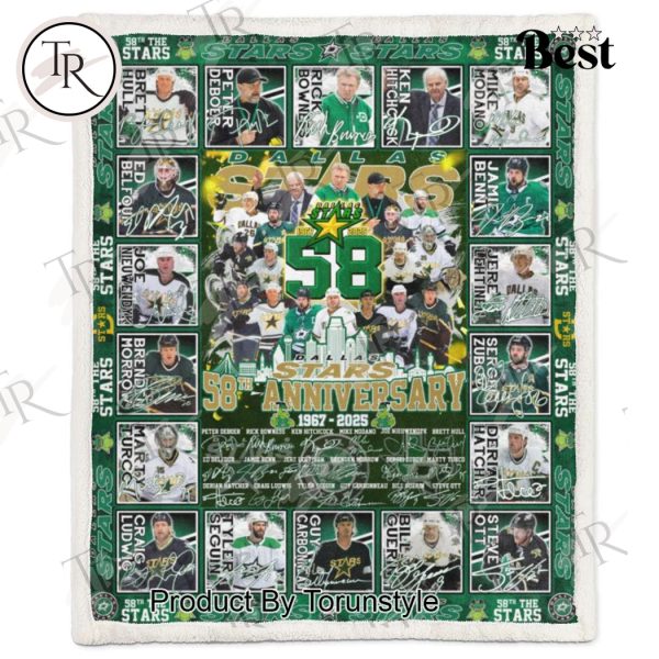 Dallas Stars 58th Anniversary 1967-2025 Fleece Blanket