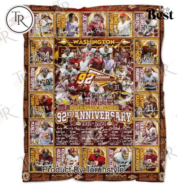 Washington Redskins 92nd Anniversary 1932-2024 Fleece Blanket