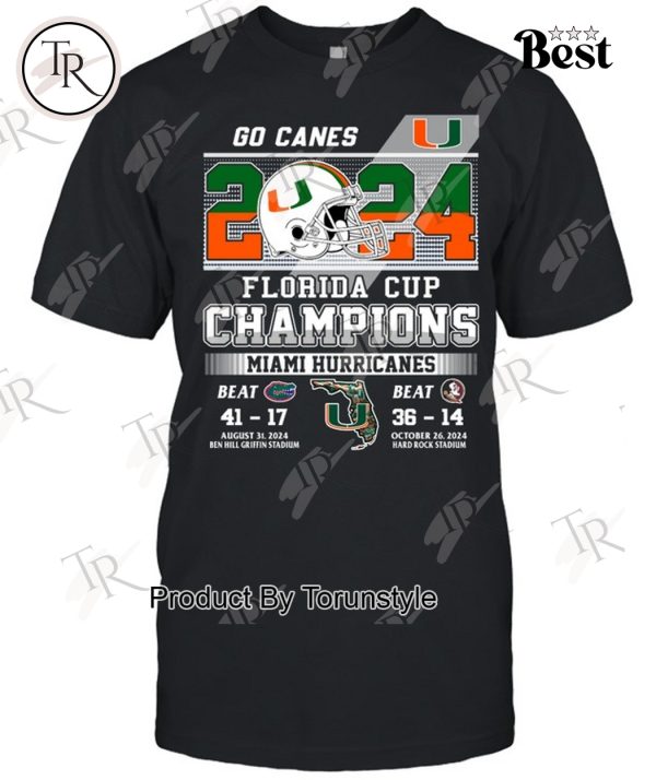 2024 Florida Cup Champions Miami Hurricanes T-Shirt