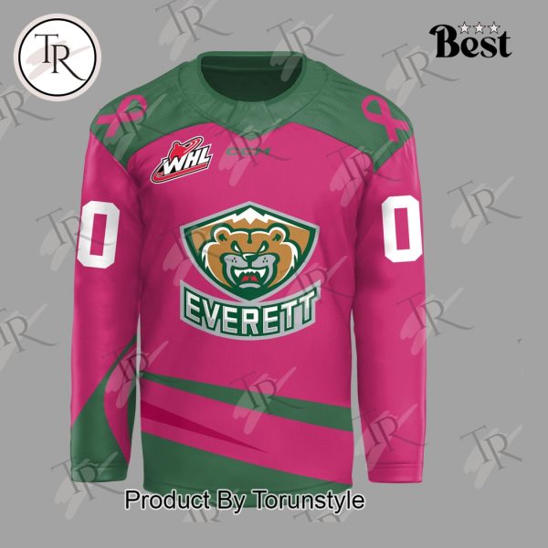 Personalization Everett Silvertips 2024 Pink the Rink Jersey