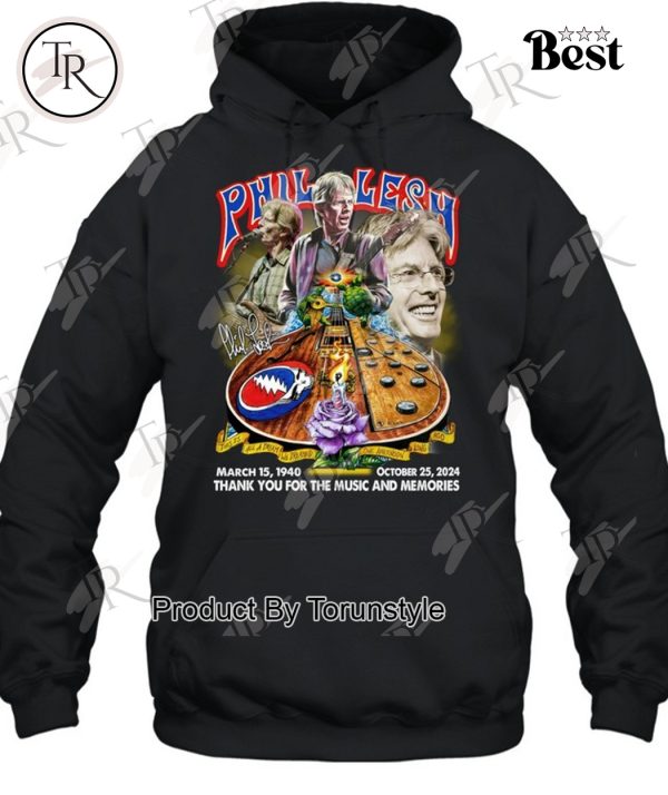 Phil Lesh March 15, 1940 – October 25, 2024 Thank You For The Music And Memories T-Shirt