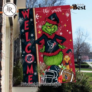 NFL Houston Texans Football Grinch Welcome Christmas Garden Flag – Custom Name