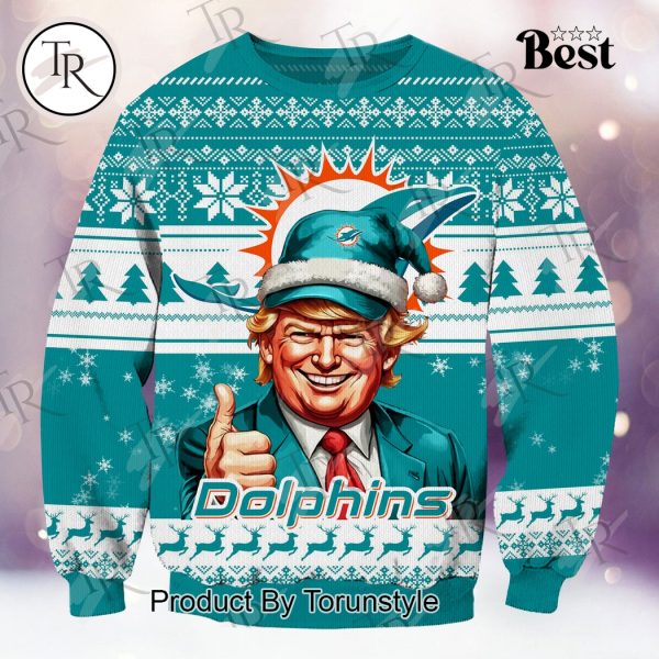 Miami Dolphins Christmas Donald Trump Knitted Sweater