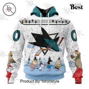 NHL San Jose Sharks Special Peanuts Ice Skating Design Hoodie