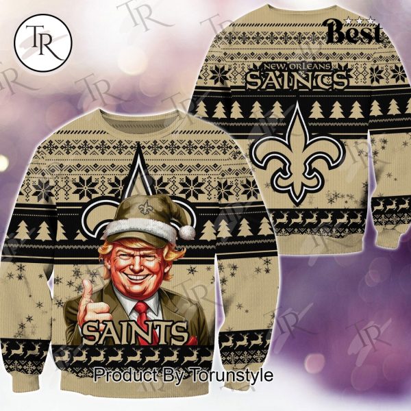 New Orleans Saints Christmas Donald Trump Knitted Sweater