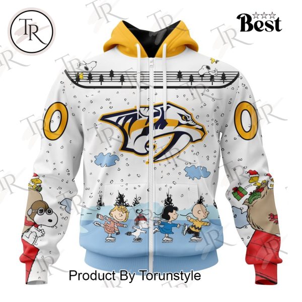 NHL Nashville Predators Special Peanuts Ice Skating Design Hoodie