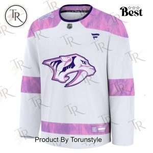 NHL Nashville Predators 2024 Hockey Fights Cancer Practice Jersey – White