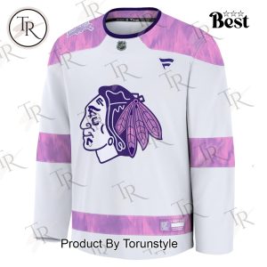 NHL Chicago Blackhawks 2024 Hockey Fights Cancer Practice Jersey – White