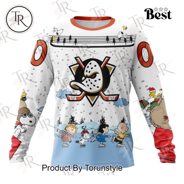 NHL Anaheim Ducks Special Peanuts Ice Skating Design Hoodie