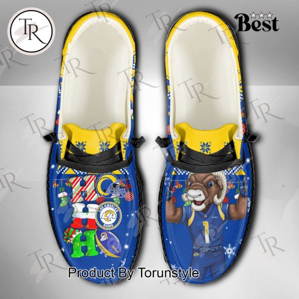 NFL Los Angeles Rams Ho Ho Ho Christmas Custom Name Hey Dude Shoes