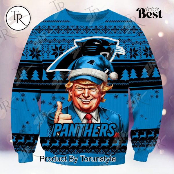 Carolina Panthers Christmas Donald Trump Knitted Sweater