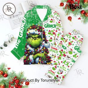 The Grinch Ho Ho Ho Stink Stank Stunk Merry Christmas Button Down Pajamas Set