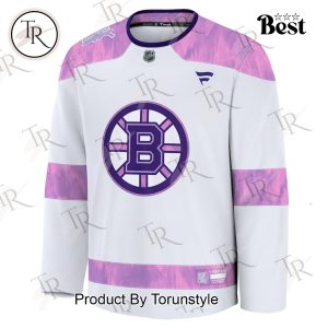 NHL Boston Bruins 2024 Hockey Fights Cancer Practice Jersey – White