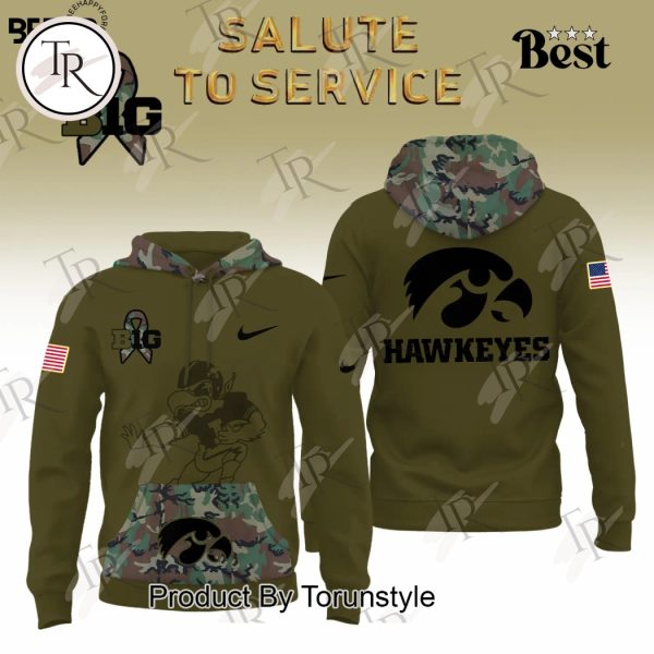 Iowa Hawkeyes Camo 2024 Salute to Service Combo Hoodie, Longpants, Cap