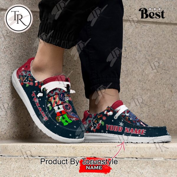 NFL Houston Texans Ho Ho Ho Christmas Custom Name Hey Dude Shoes