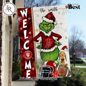 NCAA Indiana Hoosiers Football Grinch Welcome Christmas Garden Flag – Custom Name