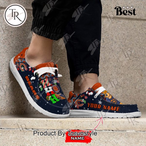 NFL Chicago Bears Ho Ho Ho Christmas Custom Name Hey Dude Shoes