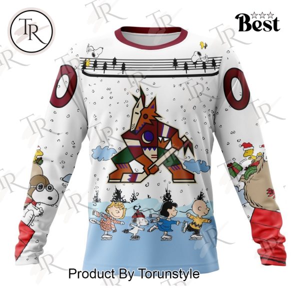 NHL Arizona Coyotes Special Peanuts Ice Skating Design Hoodie