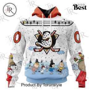 NHL Anaheim Ducks Special Peanuts Ice Skating Design Hoodie