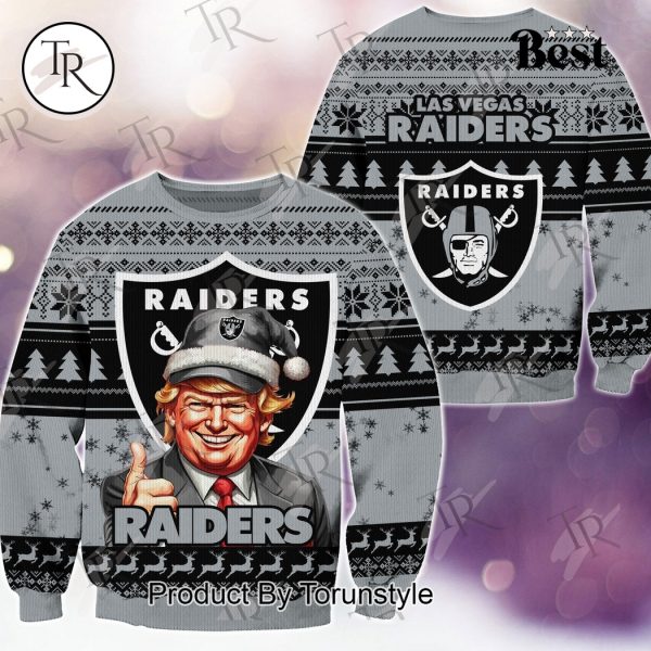 Las Vegas Raiders Christmas Donald Trump Knitted Sweater