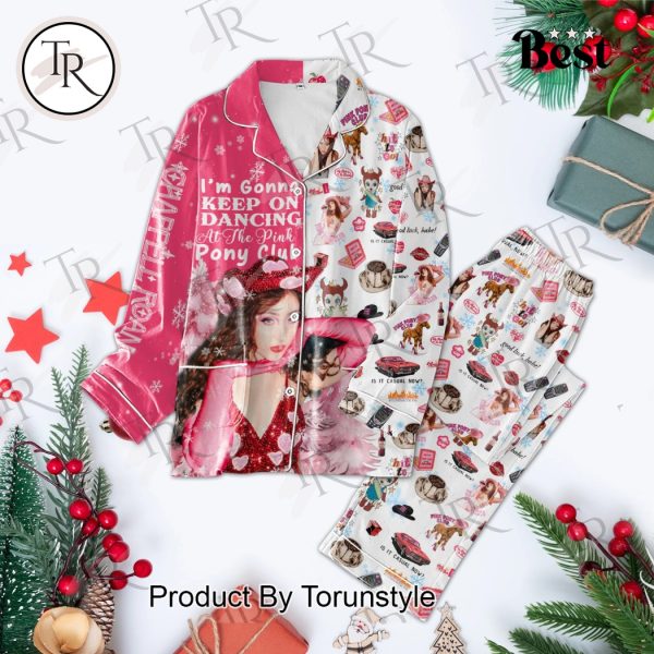 Chappell Roan I’m Gonna Keep On Dancing At The Pink Pony Club Merry Christmas Button Down Pajamas Set