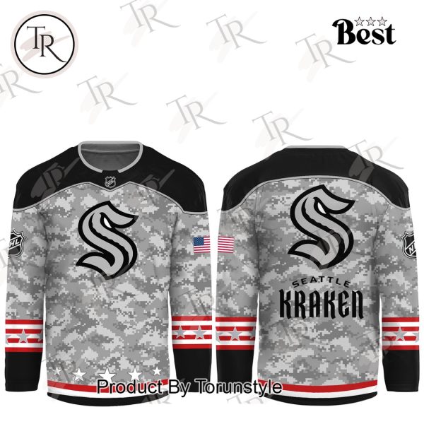 NHL Seattle Kraken Arctic Camo 2024 Salute to Service Club Hockey Jersey