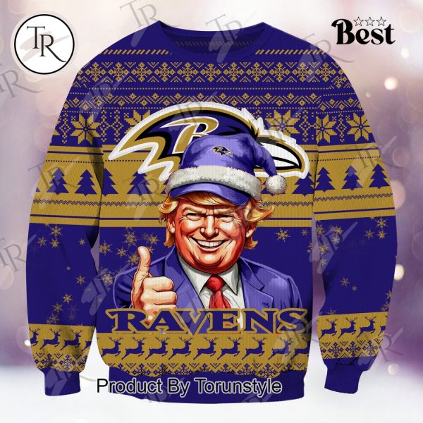 Baltimore Ravens Christmas Donald Trump Knitted Sweater