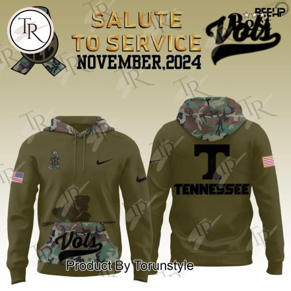 Tennessee Volunteers Camo 2024 Salute to Service Combo Hoodie, Longpants, Cap