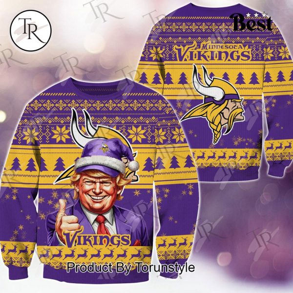 Minnesota Vikings Christmas Donald Trump Knitted Sweater