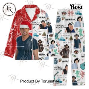 Tim McGraw The Moon Like A Spotlight On The Lake Merry Christmas Button Down Pajamas Set