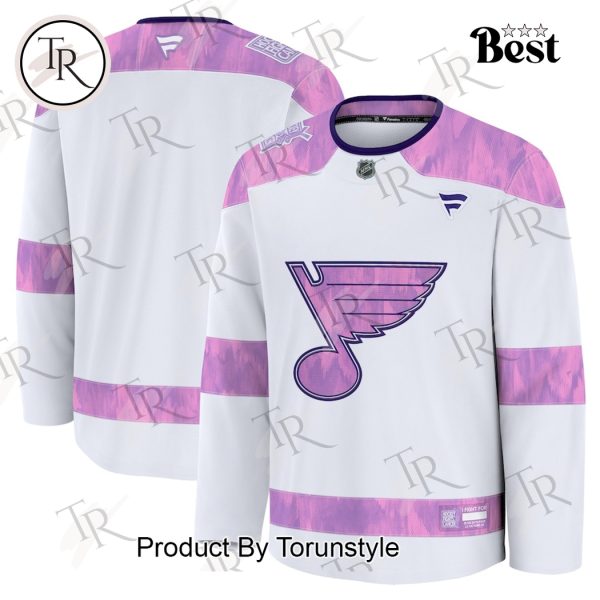 NHL St. Louis Blues 2024 Hockey Fights Cancer Practice Jersey – White