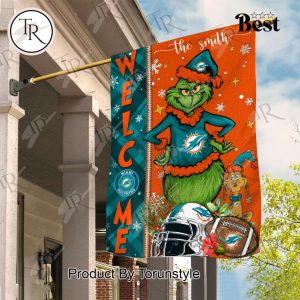 NFL Miami Dolphins Football Grinch Welcome Christmas Garden Flag – Custom Name